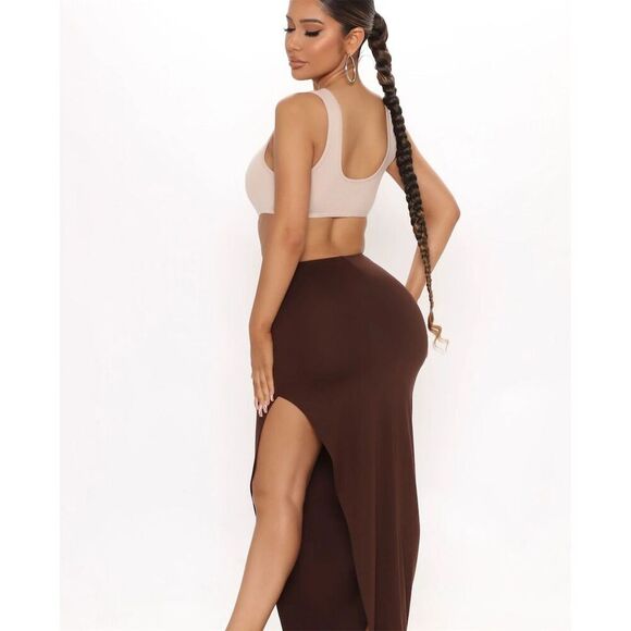 Hello Baby cut out block color Maxi Dress - Brown/combo size M - Picture 4 of 14